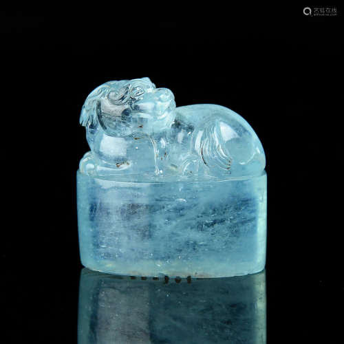 A Chinese Carved Sapphire Seal