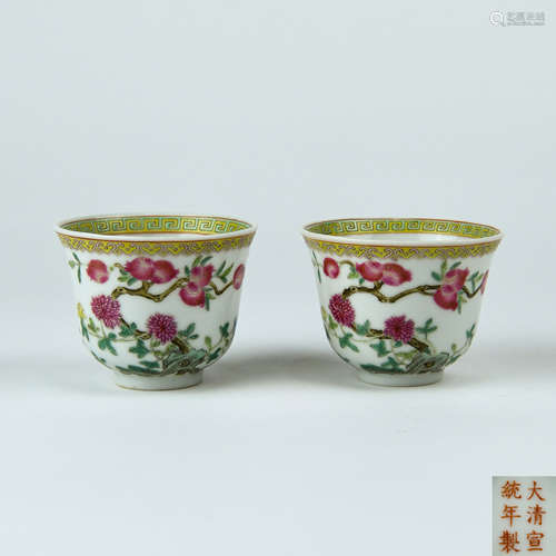 A Pair of Chinese Dou-Cai Porcelain Cups