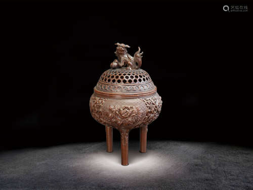 十九世紀  銅三足香薰爐