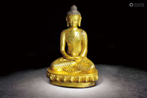清  銅鎏金釋迦牟尼佛像