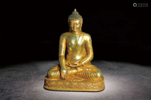 清  銅鎏金釋迦牟尼佛像