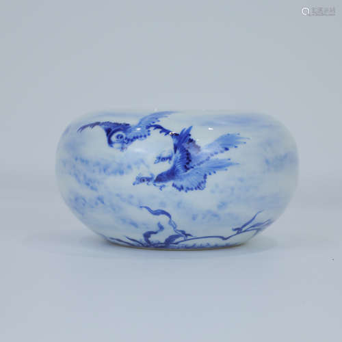 A Chinese Blue and White Porcelain Brush Washer