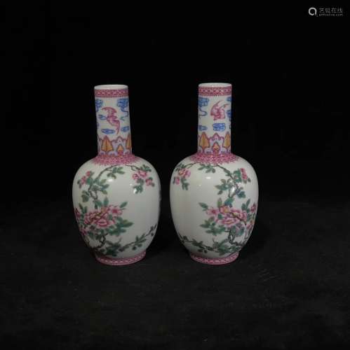 A Pair of Chinese Enamel Porcelain Vases