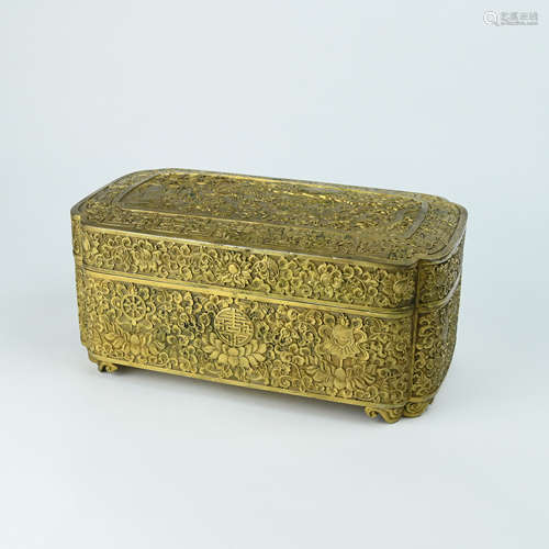 A Chinese Gilt Bronze Box with Cover