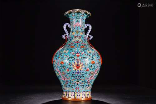 A Chinese Famille-Rose Porcelain Vase