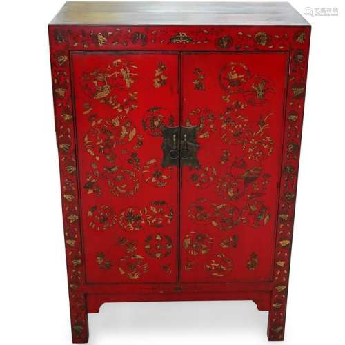 Chinese Carved Red Lacquer Cabinet