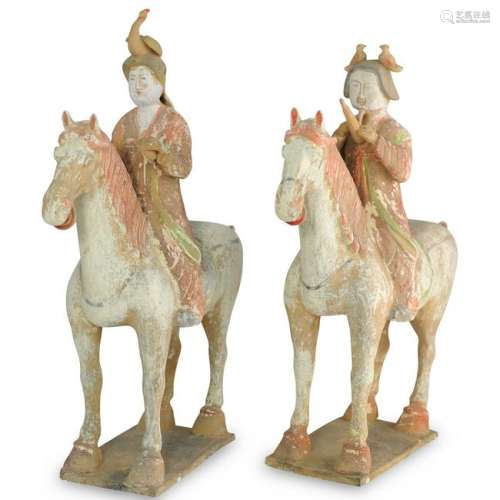 Pair of Chinese Han Style Terracotta Horses