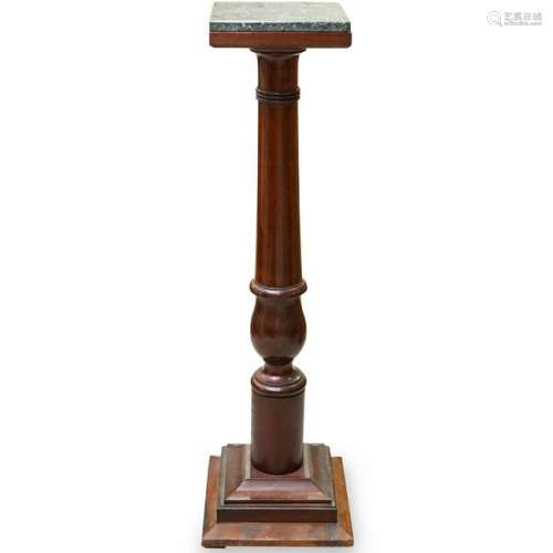 Wooden Pedestal Stand with Marble Top