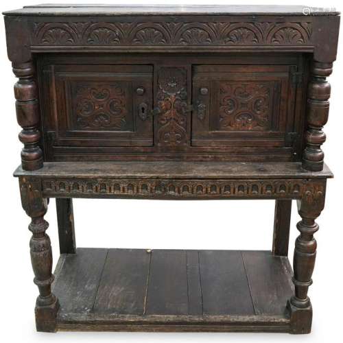 Wood Carved Cabinet on Stand