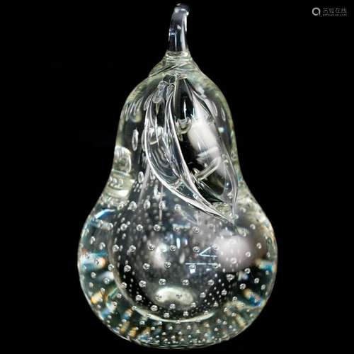 Clear Crystal Pear Paperweight