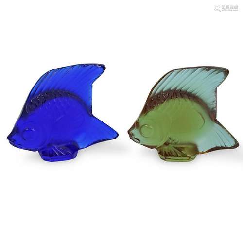 (2 Pc) Lalique Poisson Fish Figurines