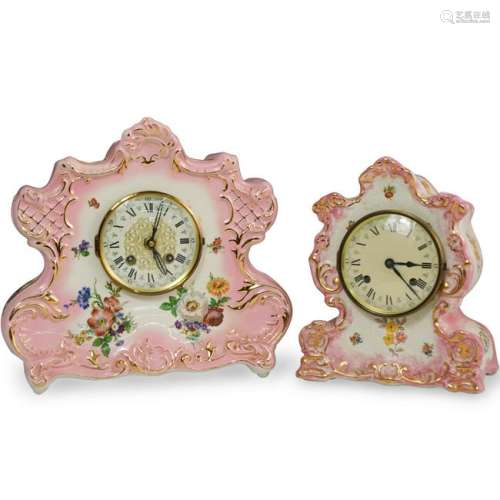 (2 Pc) German Porcelain Clocks