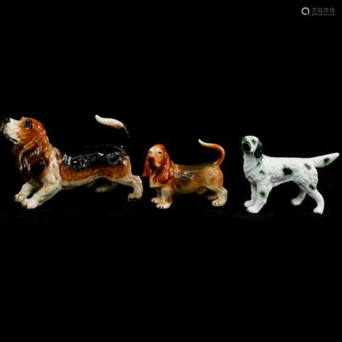 (3 Pc) Porcelain Cocker Spaniel Dogs