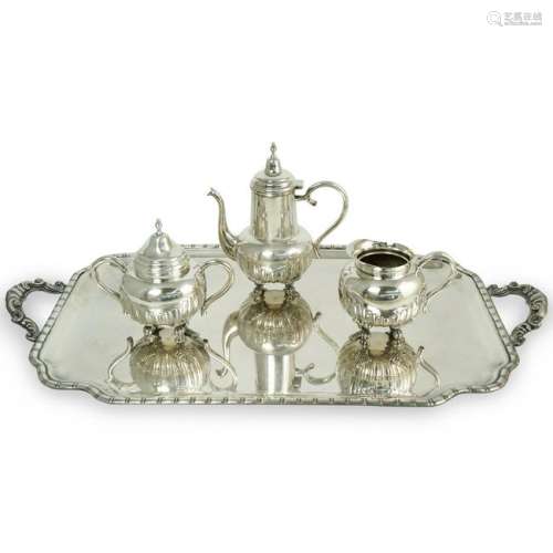 (4 Pc) Silver Plated Tea Service