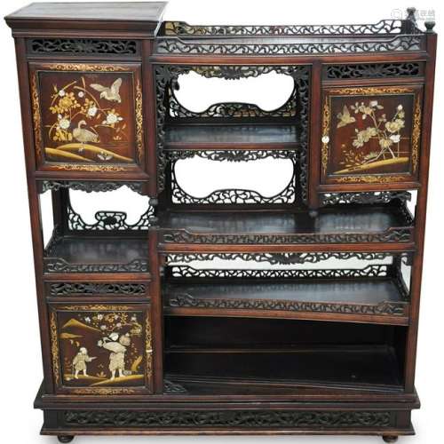 Chinese Mother of Pearl Inlaid Etagere