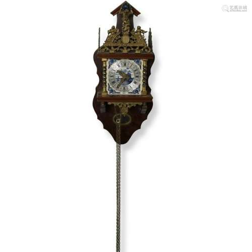 Dutch Porcelain and Wood Wall Clock