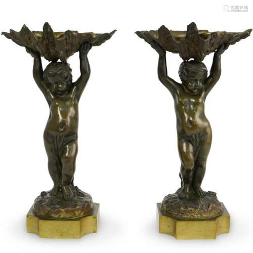 Pair Of Bronze Candy Dishes