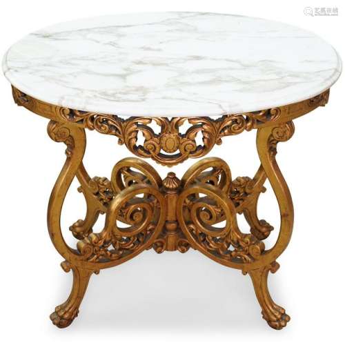 Carved Giltwood and Marble Console Table