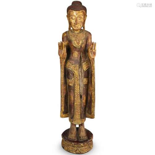 Thai Gilt Wood Decorative Buddha Statue