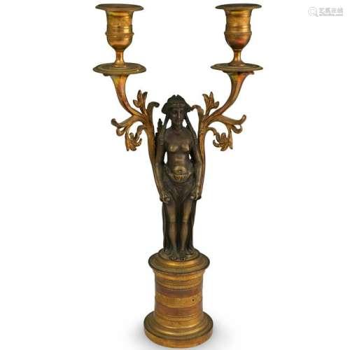 Egyptian Revival Bronze Candle Holder