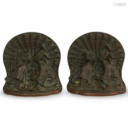 Pair of Antique Bronze Art Deco Bookends