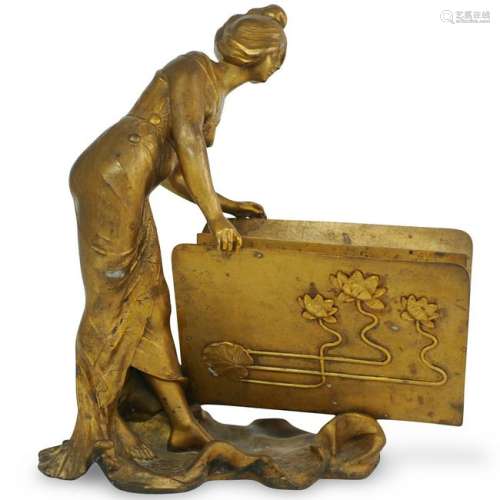 Art Nouveau Bronze Figural Letter Holder