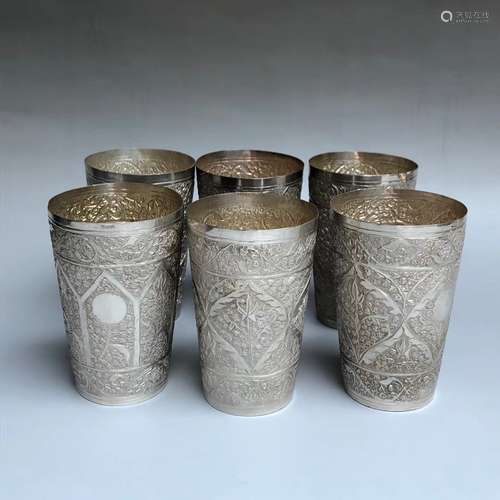 A Set of Six Silver Cups