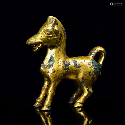 A Chinese Gilt Bronze Horse