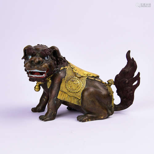 A Chinese Gilt Bronze Foo-Dog