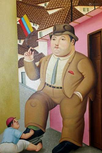 Lustra Botas - Fernando Botero - Oil On Canvas in the