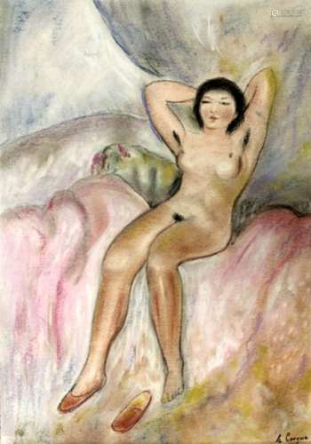 Woman Nude - Henri Baptiste Lebasque - Pastel On Paper