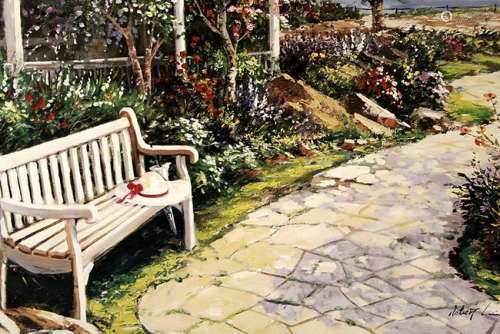 By The Garden Path - Robert Lui - Lithograph