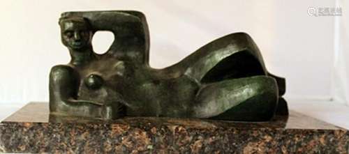 Resting Man - Patina Bronze Sculpt. - Henry Moore