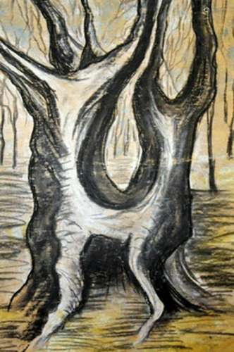 The Tree - Henri Moore - Pastel On Paper in the style