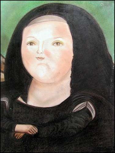 Monalisa - Fernando Botero - Pastel On Paper In the