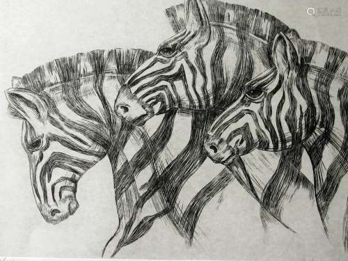 Zebras - Bartlett - Etching