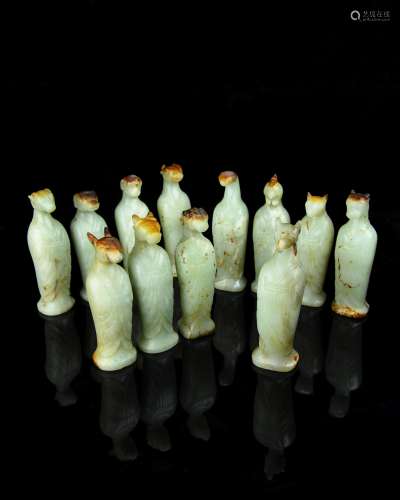 A Set of Chinese Carved Jade Figure of Zodiac