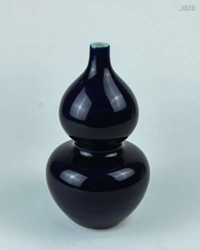 A Chinese Blue Glazed Porcelain Double Gourd Vase