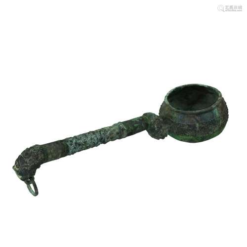 A Chinese Bronze Long Spoon