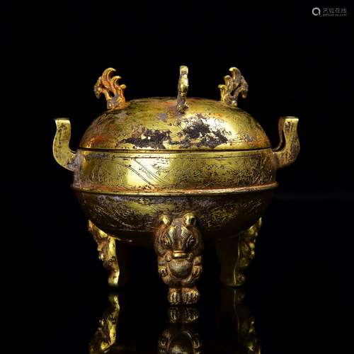 A Chinese Gold Incense Burner