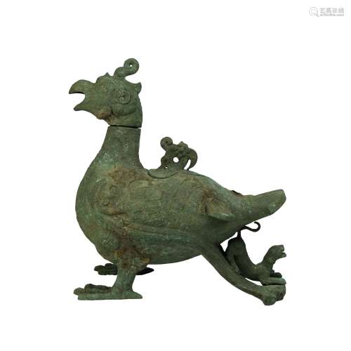 A Chinese Bronze Phenix Vase