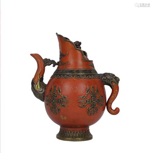 A Chinese Coral-Red Glazed Porcelain Water Pot