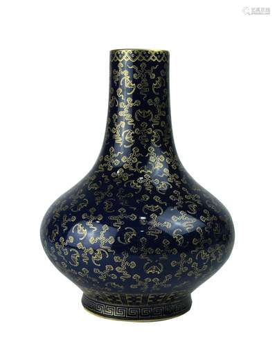 A Chinese Blue Glazed Porcelain Vase