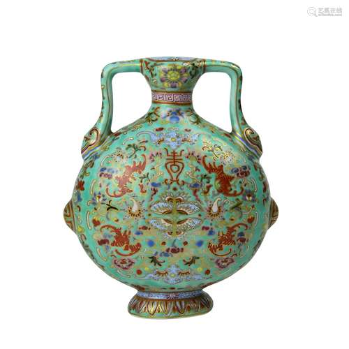 A Chinese Famille-Rose Porcelain Moon Flask