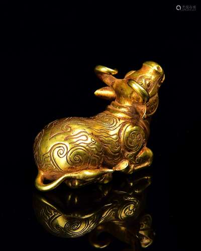 A Chinese Gold Foo-Dog