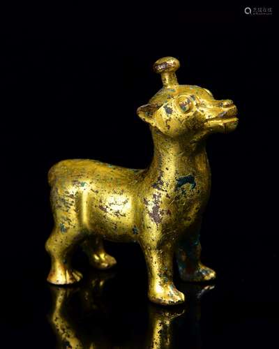 A Chinese Gilt Bronze Deer