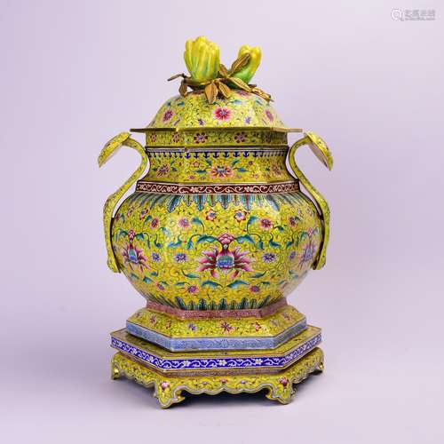 A Chinese Bronze Enamel Incense Burner