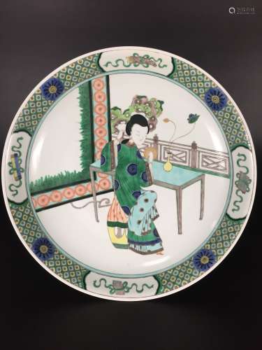 A Chinese Wu-Cai Porcelain Plaque