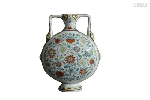 A Chinese Dou-Cai Porcelain Moon Flask