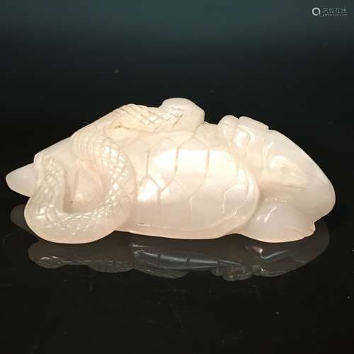 Chinese Hetian Jade Dragonhead and Tortoise Body Figure